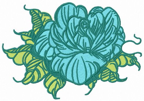Blossoming rose machine embroidery design