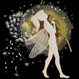 Walking fairy with magic dandelion embroidery design