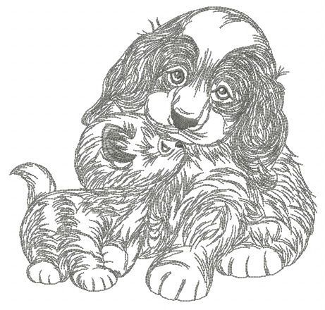 Fluffy pair machine embroidery design