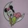 Baby Mickey sleeping embroidery design on baby romper