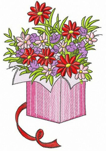 Flower box machine embroidery design
