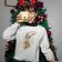 xmas themed gildan sweatshirt woman with christmas sock embroidery design