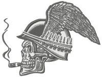 Biker's skull embroidery design