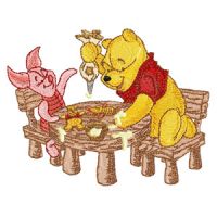 Winnie the Pooh and Piglet Make Christmas Dinner embroidery design