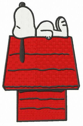 Snoopy sleeping on chimney machine embroidery design