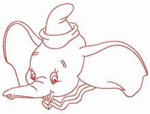 Dumbo elephant embroidery design