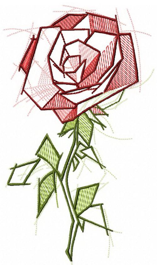 Sketchy rose machine embroidery design