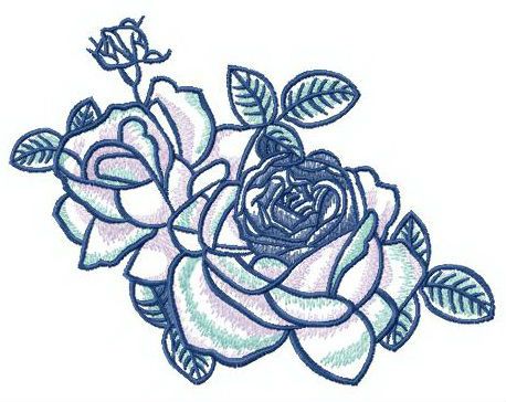 Garden roses machine embroidery design 