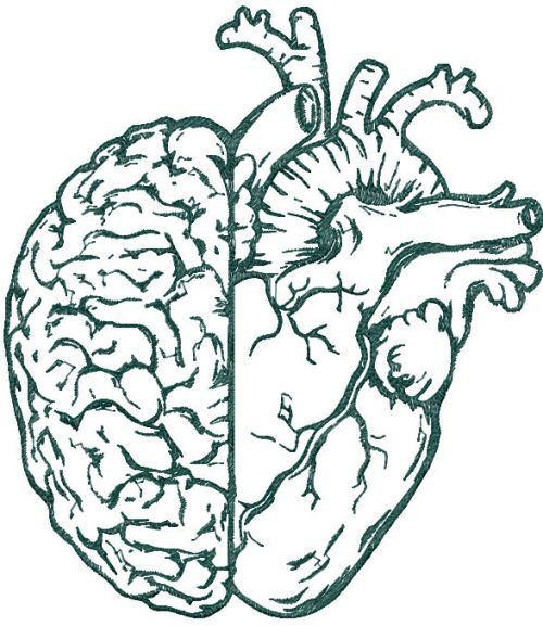 brain and heart one color free embroidery design