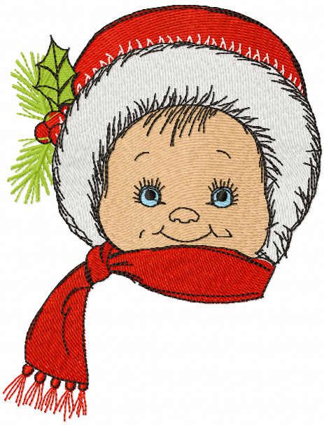 Christmas boy red scarf embroidery design