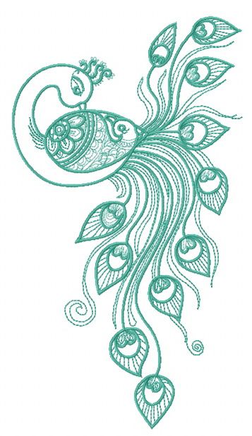 Graceful peacock embroidery design