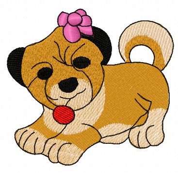Small dog machine embroidery design
