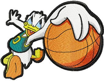 Donald Duck basketball fan machine embroidery design