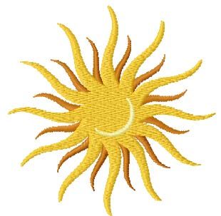 Sun free machine embroidery design