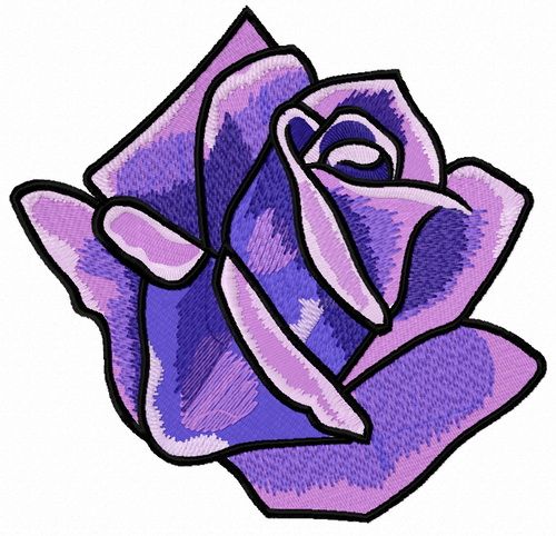 Purple rose machine embroidery design