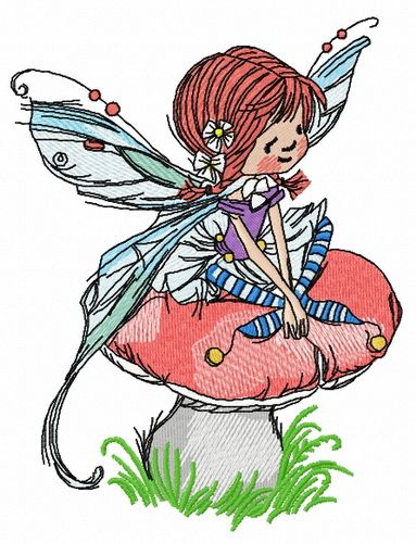 Mushroom fairy 2 machine embroidery design