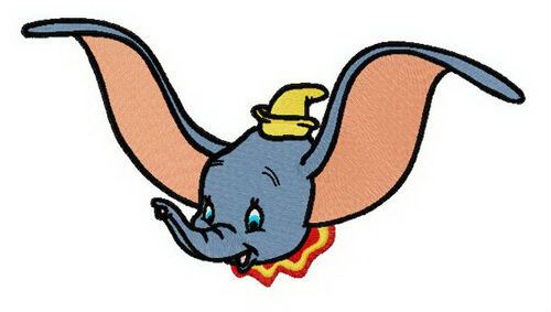 Dumbo waving ears machine embroidery design