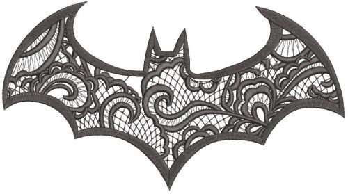 Batman lace effect embroidery design