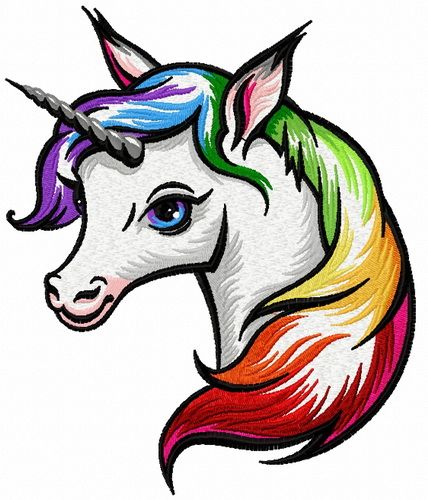 Rainbow unicorn  embroidery design