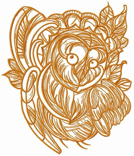 Coquet owl sketch machine embroidery design