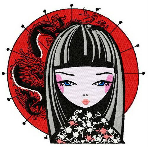Japanese  girl 3 machine embroidery design