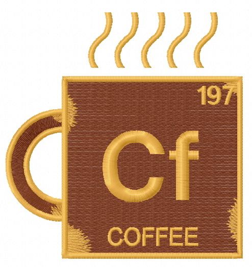 Coffee chemical element machine embroidery design      