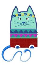 Hippie cat embroidery design
