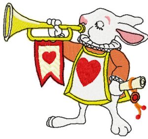Rabbit trumpeter embroidery design