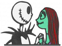 Jack Skellington plus Sally embroidery design
