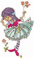 Cute elf collects flowers embroidery design