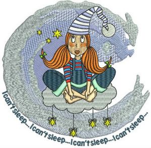 I can't sleep embroidery design