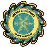 Merry Christmas badge embroidery design