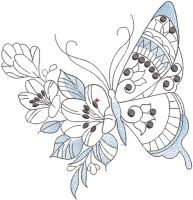 Butterfly flower embroidery design