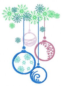 Christmas balls and snowflales embroidery design