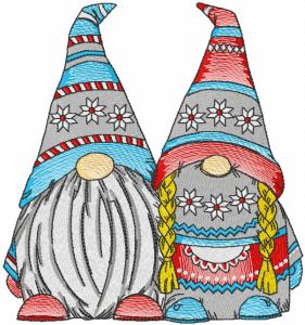 Two dwarves embroidery design