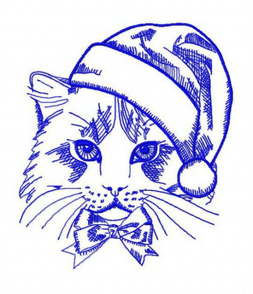 Christmas cat 3 machine embroidery design      
