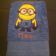 Embroidered blue bath towel with Minion confused design