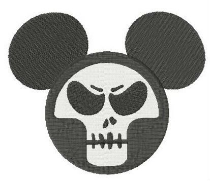 Mickey with skull mask machine embroidery design