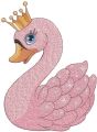 Swan princess with golden crown embroidery design