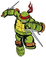 Raphael attacks embroidery design