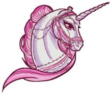 Sad pink unicorn embroidery design