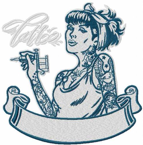 Tattoo girl embroidery design