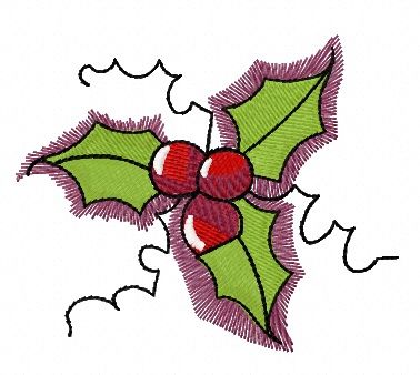 Holly machine embroidery design