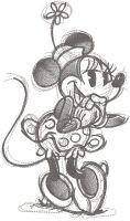 Minnie mouse greyscale sketch embroidery design