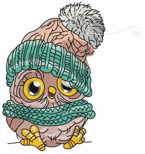 Baby owl machine embroidery design