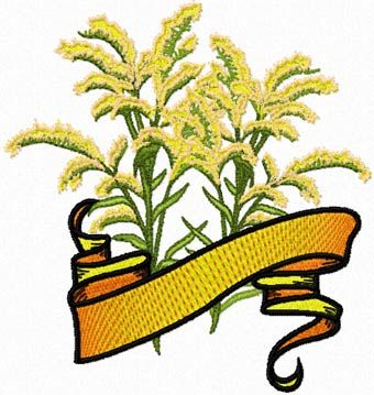 Goldenrod Flower with Banner machine embroidery design