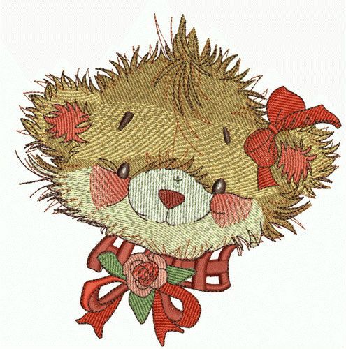 Cute bear girl 2 machine embroidery design   