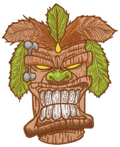 Angry totem machine embroidery design