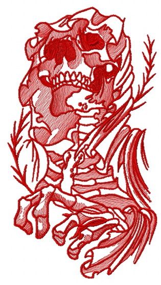 Skeleton of woman machine embroidery design