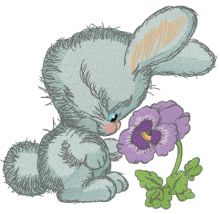 Bunny smells heartsease embroidery design